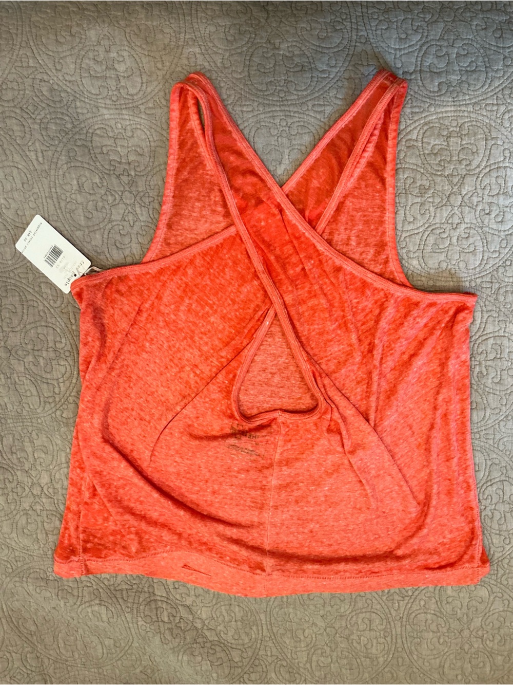 Free People Coral Heathered Tee
